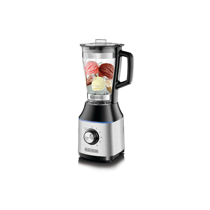 Black + Decker Electric Blender with Glass Jar, 700 Watts, 1.75 Liters, Black and Silver - BX650G خلاط كهربائي بلاك + ديكر بوعاء زجاج، 700 وات، 1.75 لتر