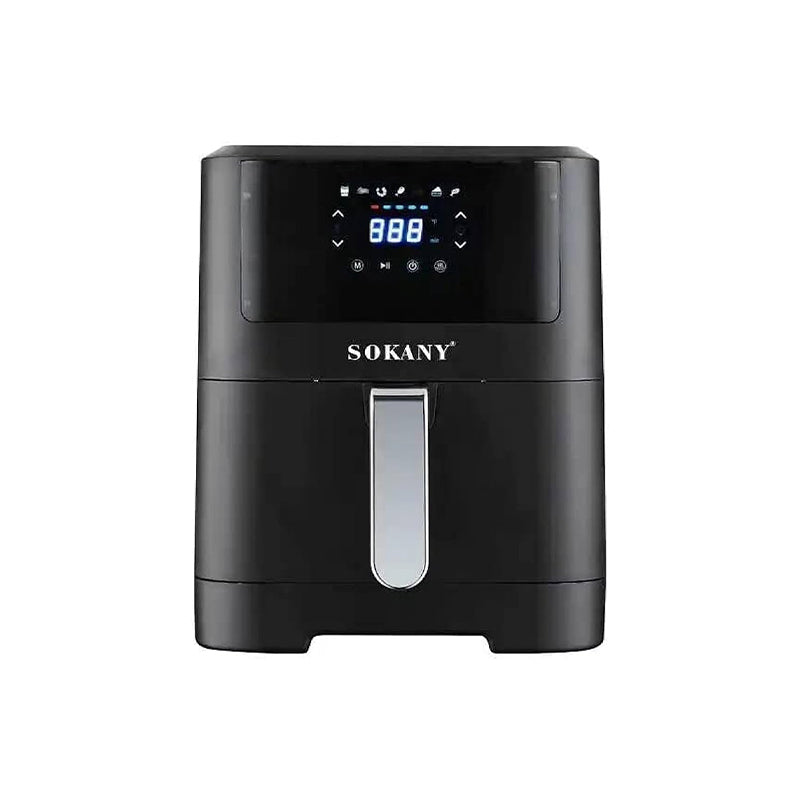 Sokany Digital Air Fryer, 8 Liters, 2000 Watt, Black and Silver - sk-8043 سوكاني قلاية هوائية ديجيتال، 8 لتر، 2000 وات