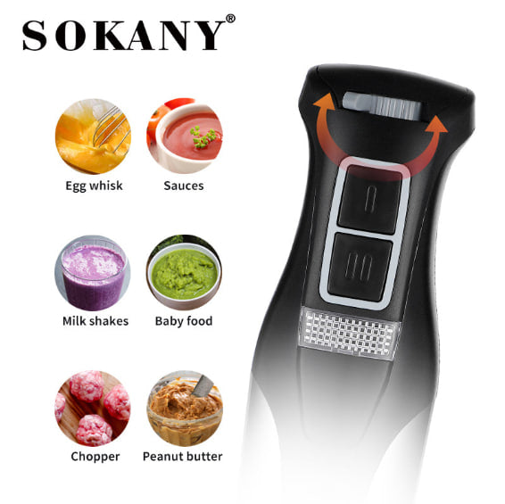 Sokany Hand Blender 1000W – 4 Pieces - SK-758-4N هاند بلندر سوكاني 1000وات 4قطع بضمان المغربي
