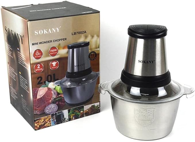 Sokany Wonder Chopper 2L 300W –  LB-7002A كبة وندر سوكاني، 2 لتر، 300 وات بضمان المغربي