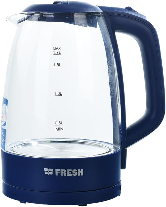 Fresh Kettle - 1.7 Liters Glass LED - BLUE  غلاية مياه فريش زجاجيه 1.7 لتر ازرق