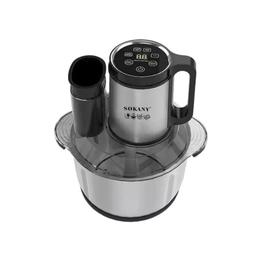 Sokany Stainless Steel 6-in-1 Digital Food Chopper 5.5L 1200W - SK-06013N كبه سوكانى استنالس 6*1 ديجيتال 5.5لتر1200وات بضمان المغربي