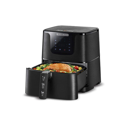 Black + Decker Digital Air Fryer, 4.3 Liters, 1700 Watts, Black - AF700 قلاية هوائية  بلاك اند ديكر ديجيتال، 4.3 لتر، 1700 وات، اسود