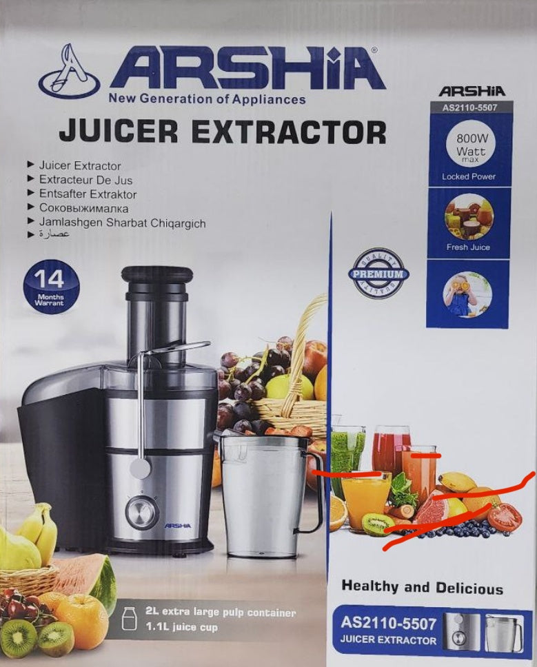 Arshia Juice Extractor 800W AS2110-5507 ارشيا عصارة فواكه