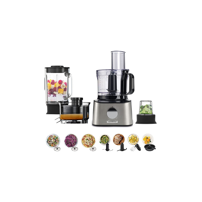 Kenwood Multipro Compact Food Processor, 800 Watt, Silver/Black - FDM307SS محضر طعام كينوود مالتي برو كومباكت، 800 واط، فضى/اسود