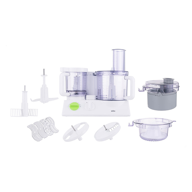 Braun TributeCollection Food Processor, 600 Watt, White/Green - FX3030 محضر طعام براون تريبيوت كوليكشن، 600 وات