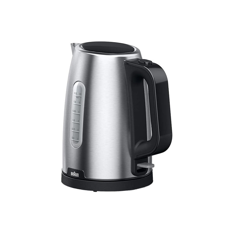 Braun PurShine Water Kettle, 2200 Watts, 1.7L Capacity, Stainless Steel/Black –   WK 1500 Black غلاية مياه بور شاين بقدرة 2200 وات وسعة 1.7 لتر من براون