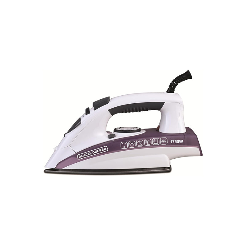 Black + Decker Steam Iron, 1750W, White and Purple - X1750-B5 مكواة بخار بلاك + ديكر، 1750 وات