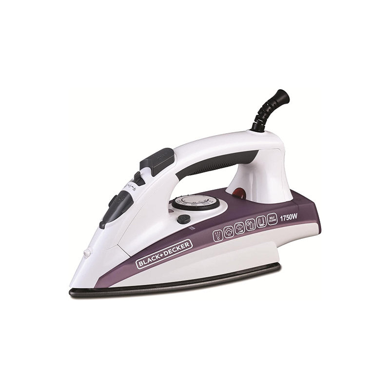 Black + Decker Steam Iron, 1750W, White and Purple - X1750-B5 مكواة بخار بلاك + ديكر، 1750 وات