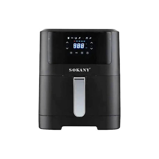 Sokany Digital Air Fryer, 8 Liters, 2000 Watt, Black and Silver - sk-8043 سوكاني قلاية هوائية ديجيتال، 8  لتر،  2000 وات